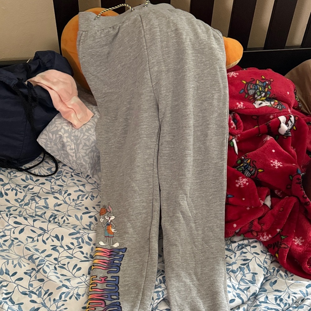 Gray Kids Sweatpants with Cartoon Print